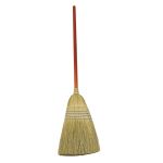 Escoba de maíz de almacén resistente Rubbermaid de 58 pulgadas x 12 pulgadas, mango de madera lacada azul, cerdas de maíz, natural